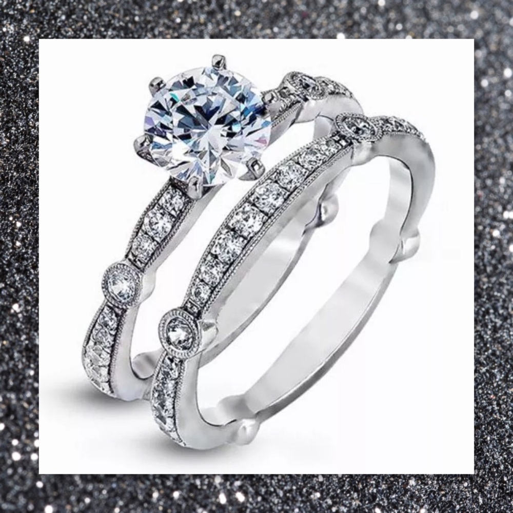 JUST IN🆕 2pc 925 Silver Antique Style Ring Set